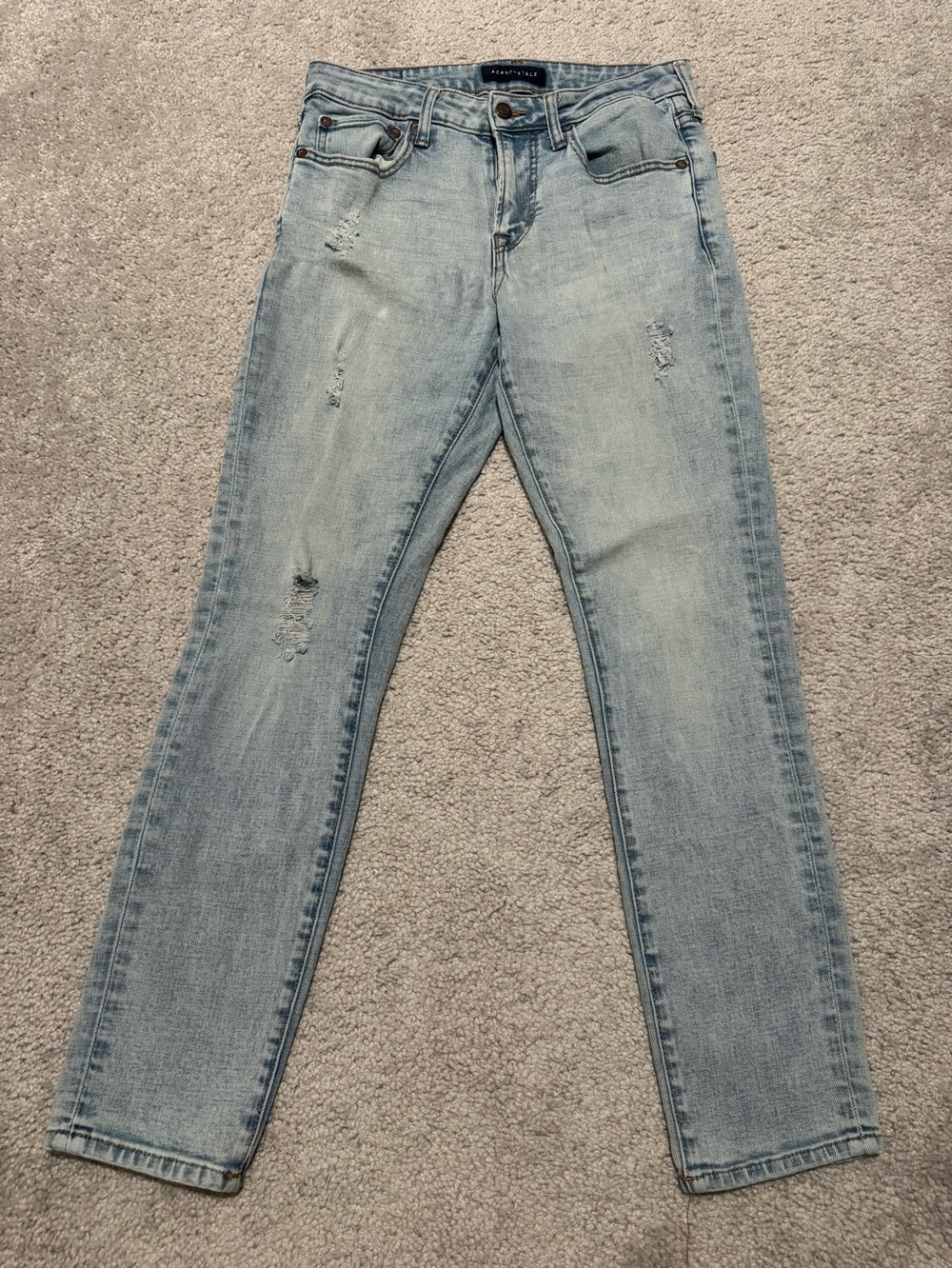Aeropostale Light Blue Straight Leg Distressed Jeans